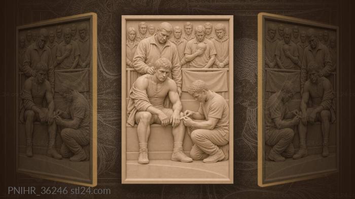 Coach comforts fallen wrestler in silence 3d STL model