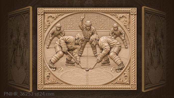 Referee drops the puck between centers 3d STL model