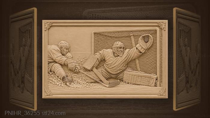 Keeper traps the puck as snow flies 3d STL model