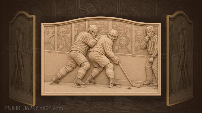 Defenseman pins his rival against glass 3d STL model
