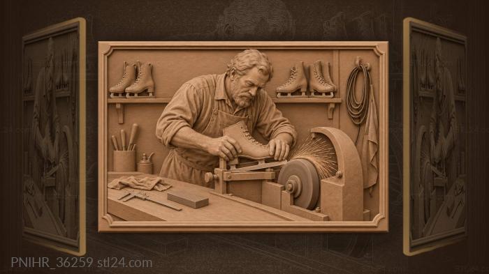 Sharpener with skate and sparks flying 3d STL model