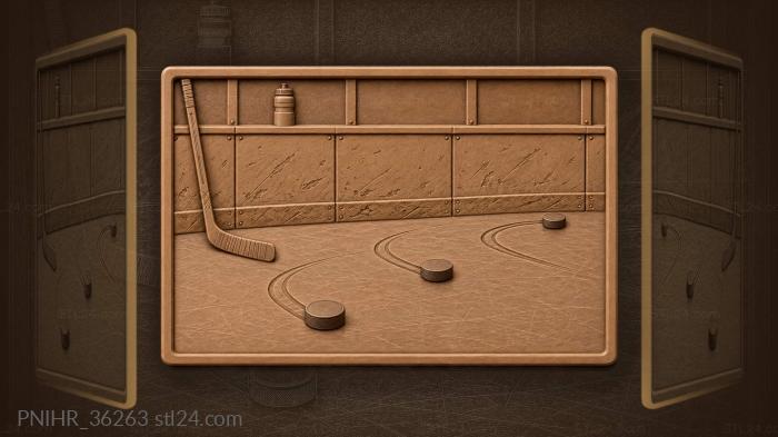 Pucks fan out toward the battered rink wall 3d STL model