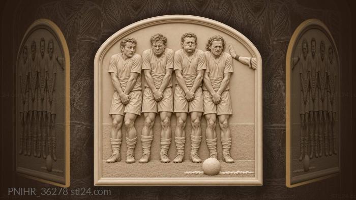 Four defenders brace before free kick 3d STL model