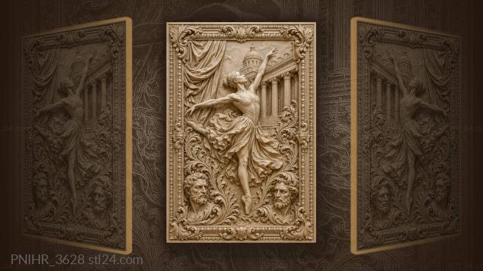 Ballerina with classical building backdrop 3d STL model