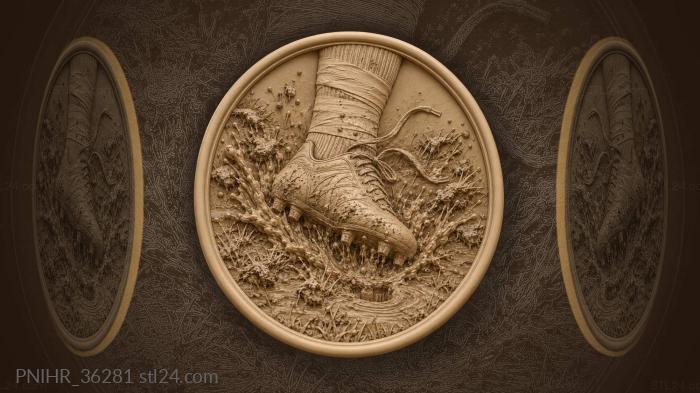 Football boot slams into soaked turf 3d STL model