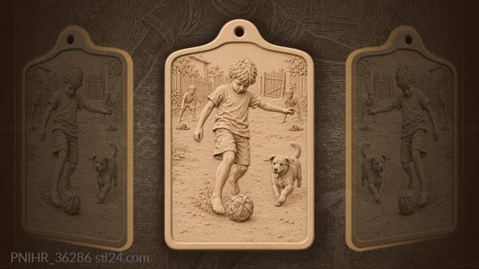 Barefoot boy drives a rag ball 3d STL model