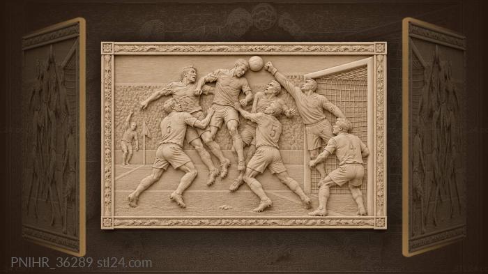 Players battle as goalkeeper punches clear 3d STL model