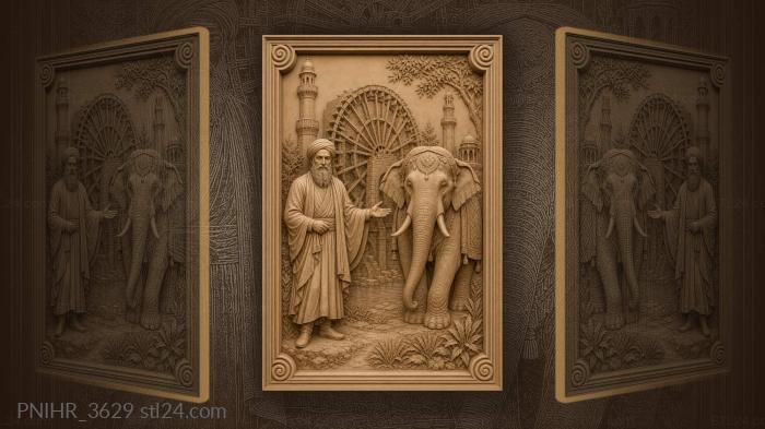 Elephant and its keeper by waterwheel 3d STL model