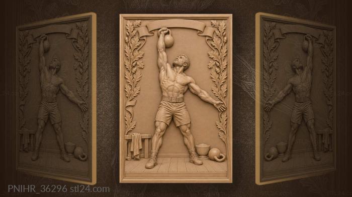 Kettlebell lifter strongman athletic power 3d STL model