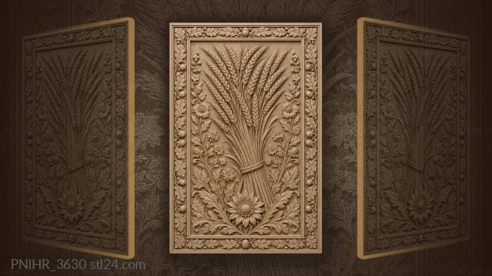 Tall wheat sheaf ringed with flowers 3d STL model