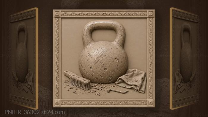 Old kettlebell workshop still life 3d STL model