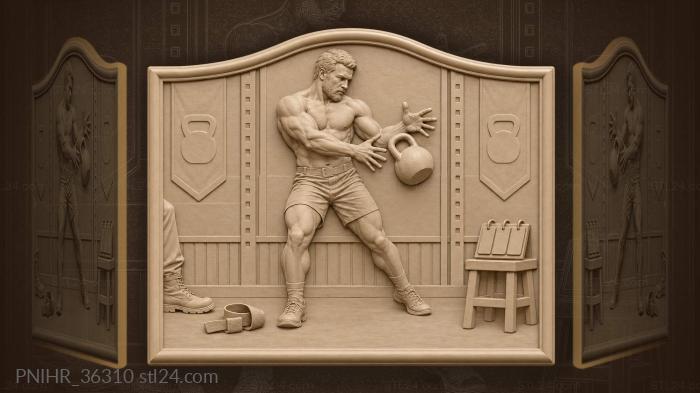 Lifter changes hands beneath airborne kettlebell 3d STL model