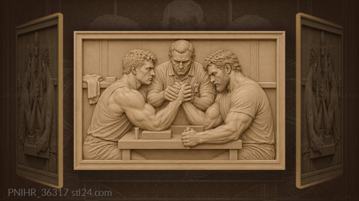 Referee setting the armwrestling grip 3d STL model