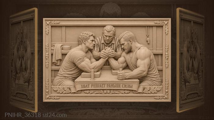 Arm wrestlers set grip with referee 3d STL model