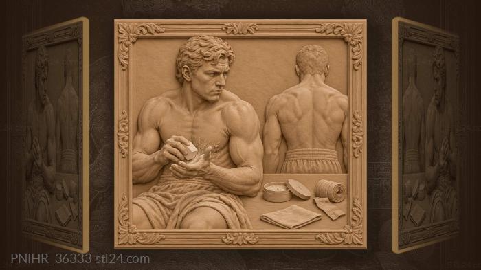 Athlete chalking his palm before the bout 3d STL model