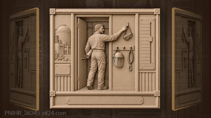 Departing technician exits the reactor hall 3d STL model