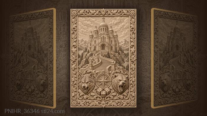 Church with wolf bear and dice 3d STL model