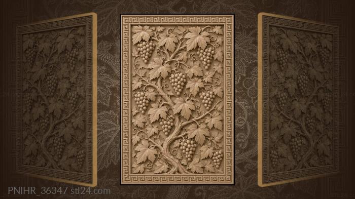 Ripe bunches along a central vine 3d STL model
