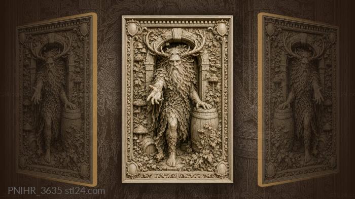 Antlered host in doorway beside barrel 3d STL model