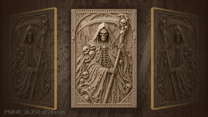 Grim reaper with skulls and scythe 3d STL model