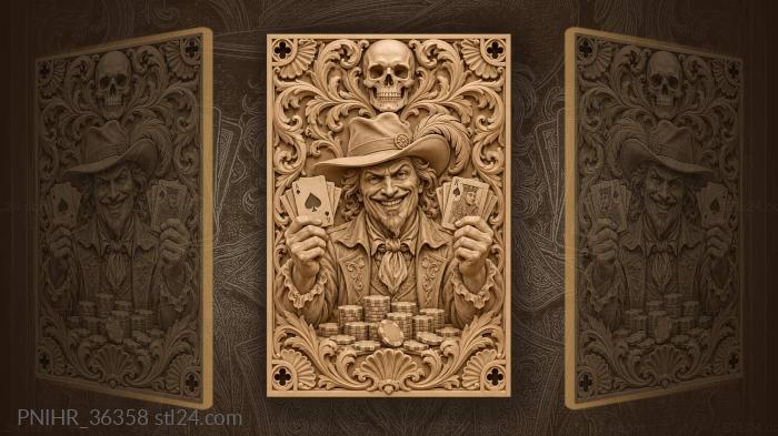 Winner above his chips and a skull 3d STL model