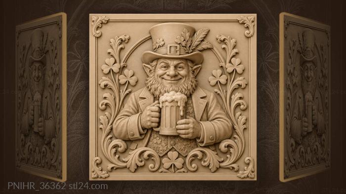 Little man in clover hat with beer 3d STL model