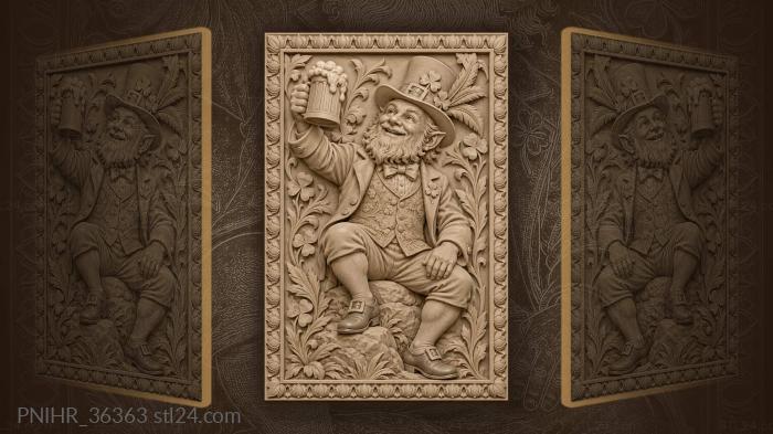 Irishman toasting among the shamrock leaves 3d STL model