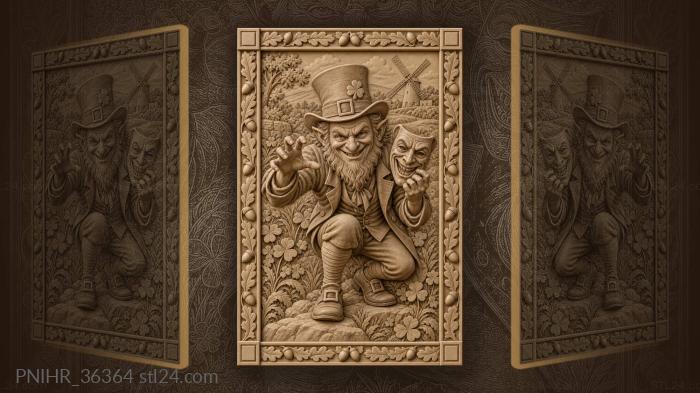 Leprechaun with mask and clover 3d STL model