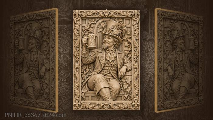 Top-hatted drinker raises a timely tankard 3d STL model