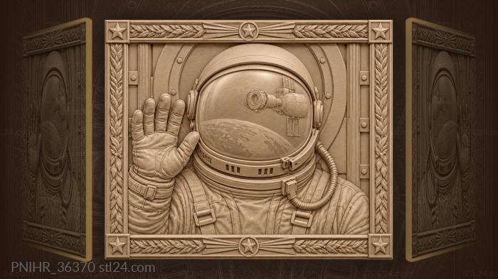 Cosmonaut helmet reflects the whole space scene 3d STL model