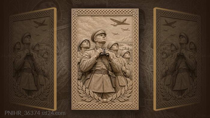 Soviet troops observing aerial battle 3d STL model