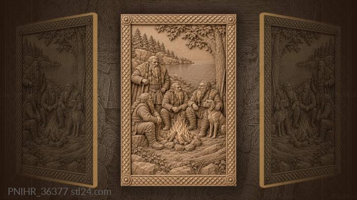 Hunting dog and rifle by the fire 3d STL model