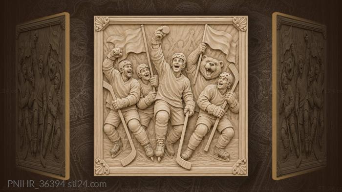 Sticks and flags in cheering hands 3d STL model
