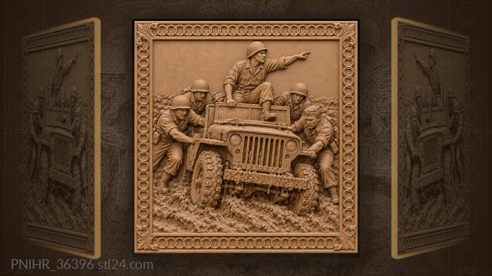 Driver waving the crew onward through mud 3d STL model