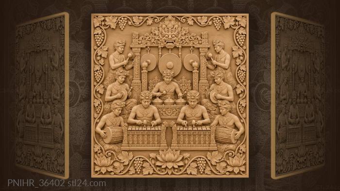 Gamelan orchestra vibrant musical scene 3d STL model