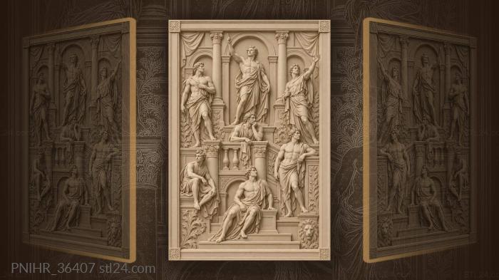 Warriors among palace arches and columns 3d STL model