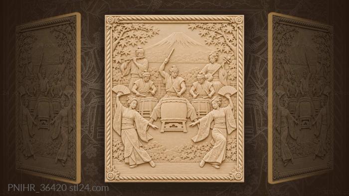 Japanese musicians with mount fuji 3d STL model