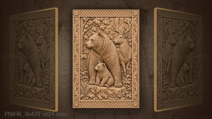 Stag stepping toward bears through the foliage 3d STL model