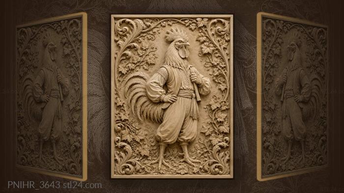 Rooster in folk costume with ivy 3d STL model