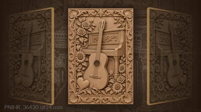 Heart and sunflowers beside the keys 3d STL model