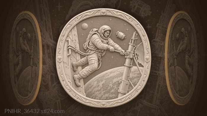 Astronaut tightens an antenna bolt above earth 3d STL model