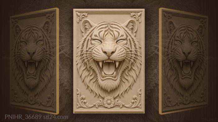 Rosette below the whiskered tiger face 3d STL model