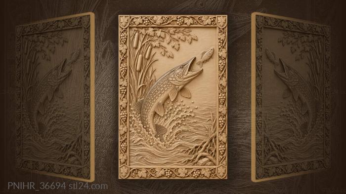 Cattails and currents beneath the leaping pike 3d STL model