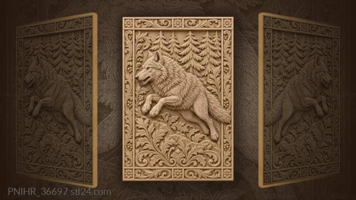 Wolf leap beneath a coniferous edging 3d STL model