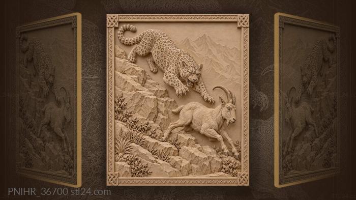 Leopard chasing mountain goat pursuit 3d STL model