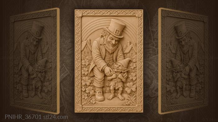 Leprechaun with whimsical little friend rainbow 3d STL model