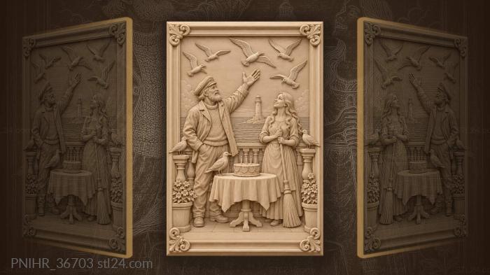 Sailor greeting the gulls above the sea 3d STL model