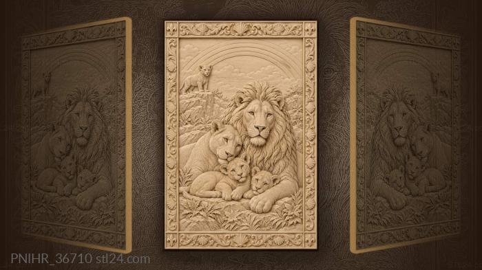Cub on a rock beneath the rainbow 3d STL model