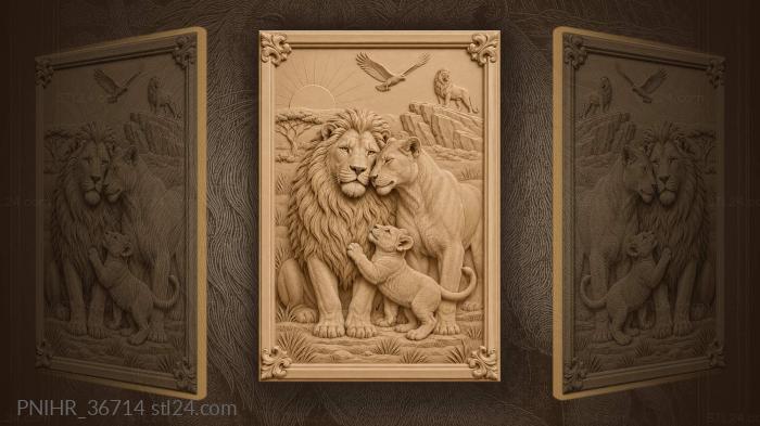Cub frolics while lions greet sunrise 3d STL model