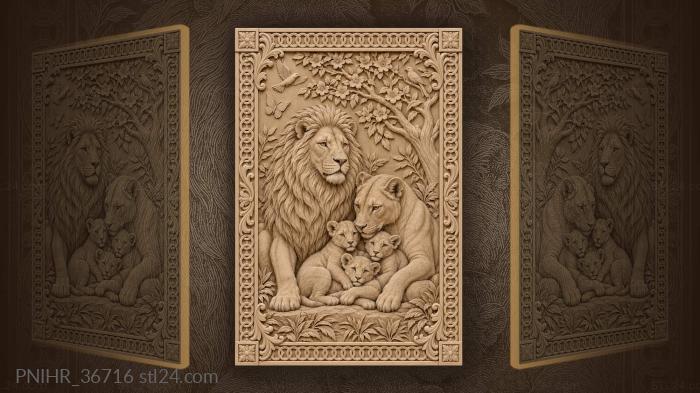 Birds and a butterfly over the lions 3d STL model